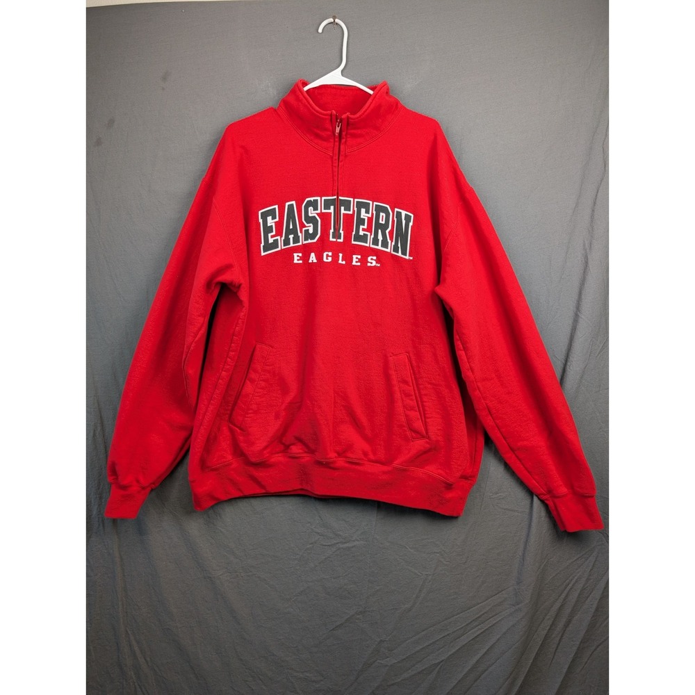 Champion Eastern Eagles Quarter Zip Sweatshirt Mens 2XL Red Pullover Eco Fleece